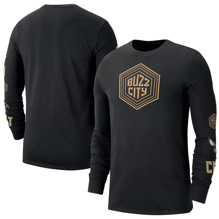 Men's Charlotte Hornets Black 2022/23 City Edition Essential Expressive Long Sleeve T-Shirt